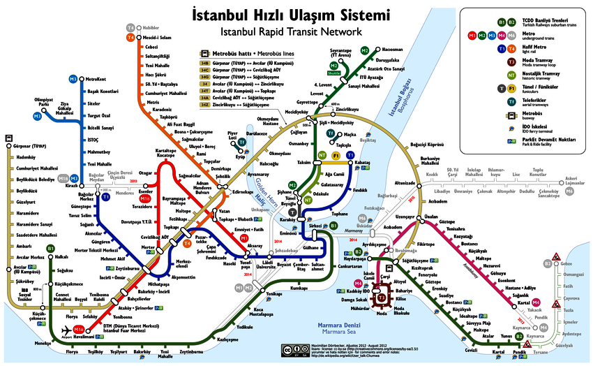 Map of rapid transport in Istanbul